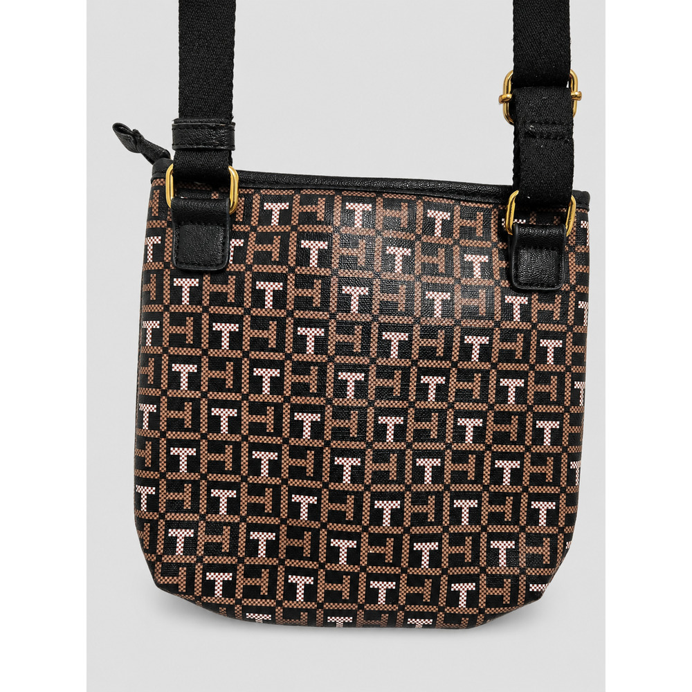 Tommy Hilfiger Crossbody Shoulder Purse Monogram Black Brown White Adjustable - Picture 6 of 10